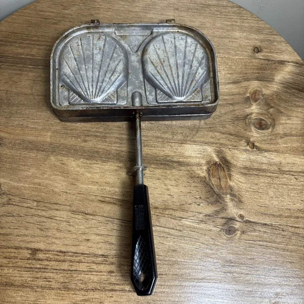 Vintage SEFAMA French Shell Sandwich Waffle Maker - Aluminum‎ Croque Monsieur